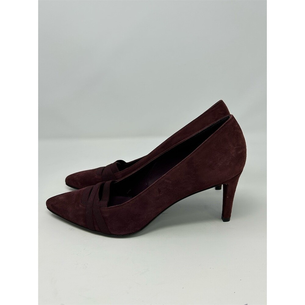 Stuart Weitzman Burgundy Pointed Toe Stiletto Pump Heels Crisscross Size 10 M - Picture 6 of 12